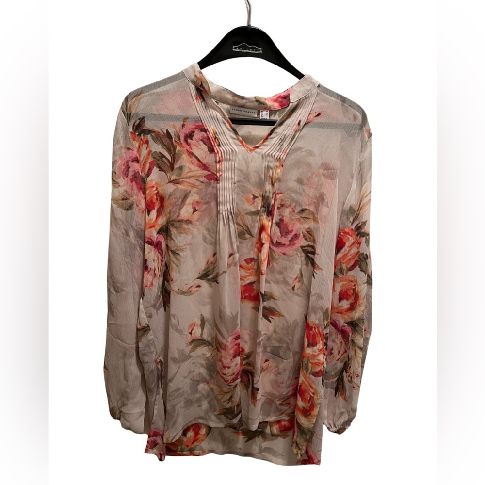 SUSAN GRAVER (M) IVORY FLORAL BLOUSE